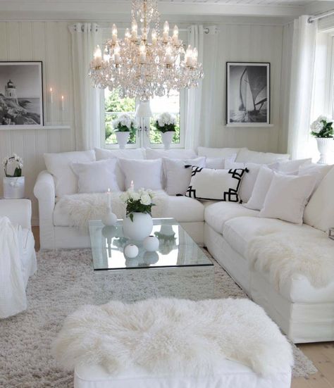 Luxury Sofa Living Room, White Living Room Decor, Glam Living Room, Apartment Living Room Design, Living Room Design Inspiration, Living Room Decor Cozy, White Living Room, Elegant Living Room, Decor Home Living Room