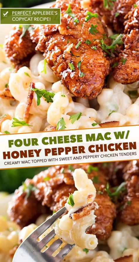 4 Cheese Mac And Cheese, Cheese With Honey, Honey Pepper Chicken, Applebees Recipes, Applebees Copycat Recipes, Cheese Mac And Cheese, The Chunky Chef, Chunky Chef, Copykat Recipes