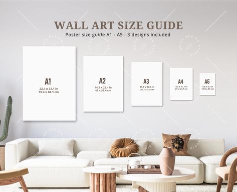 Poster Sizes, Print Sizes On Wall, Gallery Wall Frame Sizes, Wall Art Size Guide, Art Size Guide, Print Size Guide, Craft Tables, Picture Frame Sizes, Canvas Mockup