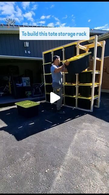 Ben Meyers on Instagram: "DIY TOTE STORAGE RACK step by step build tutorial for 102L or 27G totes. The materials for this project including the totes costs $250 it requires basic tools and any skill level can build this. I have a longer video on my YouTube channel with a more indepth tutorial. I will post the link in the comments / my bio. 
#storagesolutions #storageideas #storagegoals #diystorage #diystorageideas #diyproject #diyprojects #diyprojectideas #homerenos #garagestorage #garagegoals #mancave #basementstorage #totestorage #toterack #woodworking #woodworkproject #carpentrytools #carpentrywork #renovationtips #renolife #handymanservices #handymantips #funproject #homemaintenance" Diy Tote Storage Rack, Building Hacks, Ayra Starr, House Maintenance, Hawaii House, Garage Storage Racks, Shed Organization, Storage Totes, Woodwork Projects