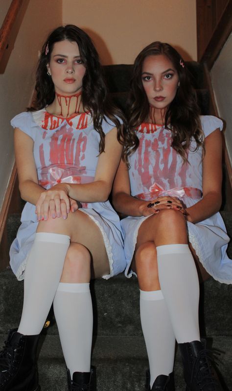 White Jeans, Halloween Ideas, Shining Twins Costume, Shining Twins, The Shining Twins, Twin Costumes, The Shining, Kids Party, Blue Dresses