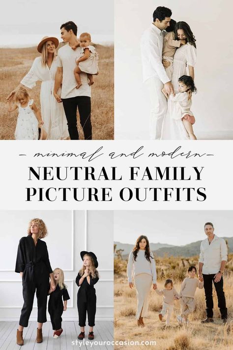 Looking for neutral family picture outfits? Get major inspiration for family photo outfits with a neutral vibe for the spring, summer, fall, and winter. Whether you are doing a photoshoot at the beach, outdoors, or at an indoor studio or at home, find casual and dressier neutral family photo outfits you’ll love. From jeans to dresses, there’s inspiration for every style! Jeans And White Shirt Family Pictures, Family Photo Outfits Indoor Studio, Family Studio Photography Outfits, Dumbo Photoshoot, Beach Photoshoot Outfits Family, Family Photo Outfits Spring, Neutral Family Picture Outfits, Beach Family Photos Outfits, Spring Family Photo Outfits