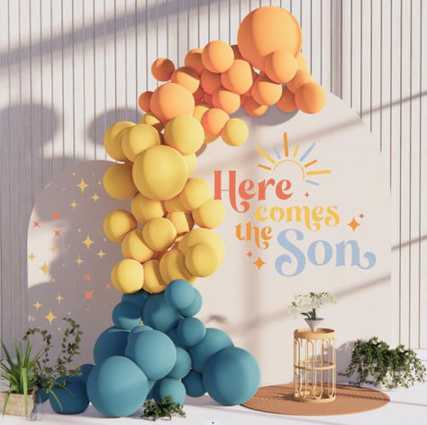 Boho Retro Balloon Arch Garland Balloon Kit Blue slate Orange Yellow Balloos for Here Comes the Son Baby Boy Shower Bridal Shower Birthday Party Backdrop Decorations (Blue Slate) #ad #herecomestheson #babyshower #babyshowerideas #Babyshowersupplies #babyshowerthemes #babyshowerdecor #retrobabyshower #bohobabyshower #boybabyshower Garland Balloon, Retro Baby Showers, Here Comes The Son, Thanksgiving Party Decorations, Baby Boy Themes, Orange Baby Shower, Baby Shower Theme Decorations, Sunshine Baby Showers, Baby Shower Yellow