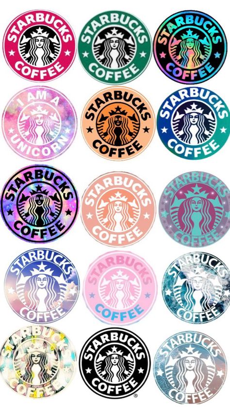 Kawaii Starbucks, Starbucks Stickers, Iphone Printable, Tatuaje Hello Kitty, Sticker Design Ideas, Starbucks Art, Starbucks Aesthetic, Kutek Disney, Unicorn Coffee