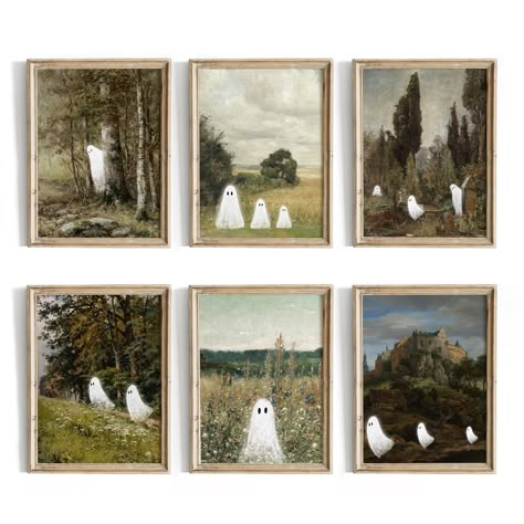 PRICES MAY VARY. Ghost Decor: Discover our mesmerizing "Ghost Wall Art" collection of 6 8x10 inch pieces. These hauntingly beautiful works of art embrace the aesthetics of dark academia, adding an air of mystery and sophistication to your decor. Ethereal Ghostly Posters: Our "Cute Ghost Posters" series transports you to the world of the supernatural. These ethereal, ghostly designs will add a mysterious charm to your space. Embrace the Dark Academia Aesthetic: Dive into the essence of dark acade Aesthetic Halloween Pictures, Vintage Halloween Posters, Posters Decor, Halloween Posters, Pictures Wall Decor, Ghost Decor, Art Prints Vintage, Casa Halloween, Halloween Wall Decor