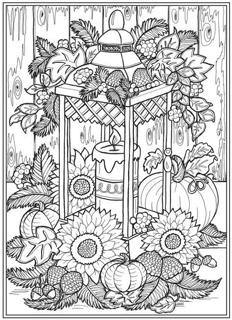 Modele Zentangle, Autumn Coloring Pages, Autumn Activity, Fall Scenes, Creative Haven Coloring Books, Coloring Pages For Grown Ups, Adult Coloring Designs, Pattern Coloring Pages, Detailed Coloring Pages