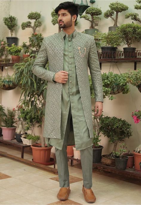 Engagement Outfit For Man, Unique Mens Wedding Suits, Engagement Dress For Groom, Wedding Matching Outfits, Indian Wedding Suits Men, Suit For Men Wedding, Indian Wedding Clothes For Men, Mens Wedding Suits, Sherwani For Men Wedding