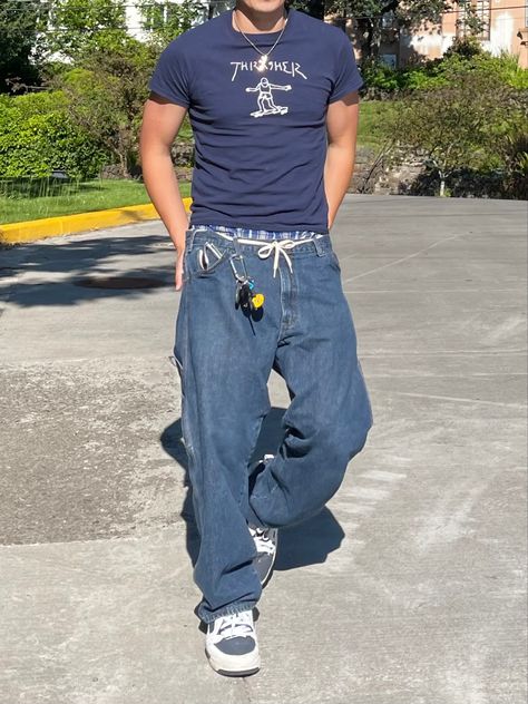 Baggy Jeans Outfit, Trendy Boy Outfits, Street Style Outfits Men, Street Fashion Men Streetwear, Guys Clothing Styles, Mens Outfit Inspiration, Mens Fashion Streetwear, Men Fashion Casual Outfits, Streetwear Men Outfits