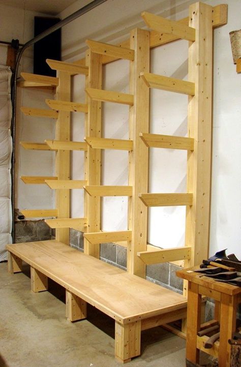 wood storage workshop | ... , long planned, new shop wood rack - and it is finally done! Wahoo Lumber Storage Rack, Timber Storage, Lumber Rack, Wood Storage Rack, Lumber Storage, Wood Rack, Shop Projects, Craft House, Storage Cart