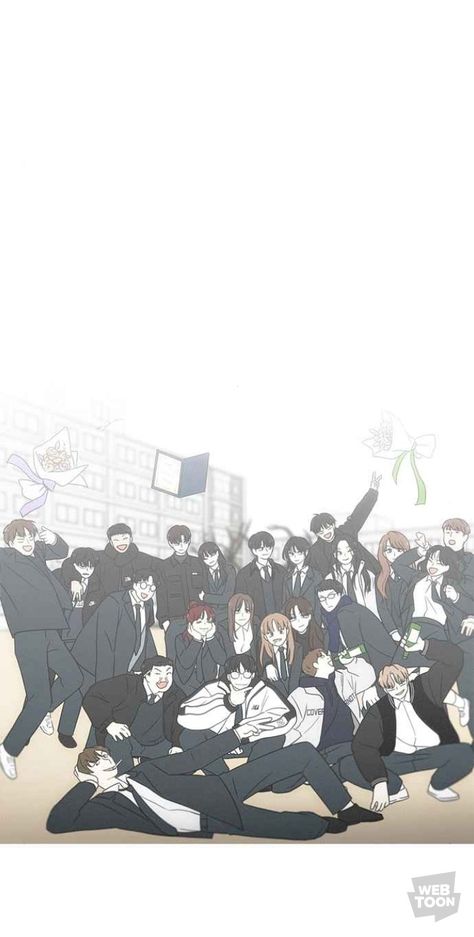 Manhwa Friendship, Anime Group Of Friends Schools, Friendship Drawings, Anime Group Of Friends, School Manhwa, Manga School, Love Revolution, Friends Illustration, Cute Headers For Twitter