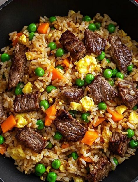 Rice With Steak Recipes, Recipes For Stir Fry Beef, Rice Bowls With Steak, Fried Rice With Steak, Corned Beef Fried Rice, Beef Fried Rice Recipe Chinese, Steak Bowls With Rice, Bbq Fried Rice, Beef Fried Rice Recipe Easy