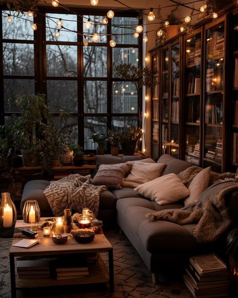 Dark Feminine Decor, Dark Living Rooms, Cosy Living, Inspire Me Home Decor, Cozy Room Decor, Dream House Interior, Design Living Room, Home Design Decor, A Living Room