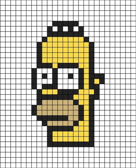 A pixel art template of Homer Simpson's face (neutral). Pixel Drawing Easy, Face Pixel Art, Funny Pixel Art, Easy Pixel Art, Pixel Art Templates, Pixel Drawing, Pix Art, Pixel Art Grid, Graph Paper Art