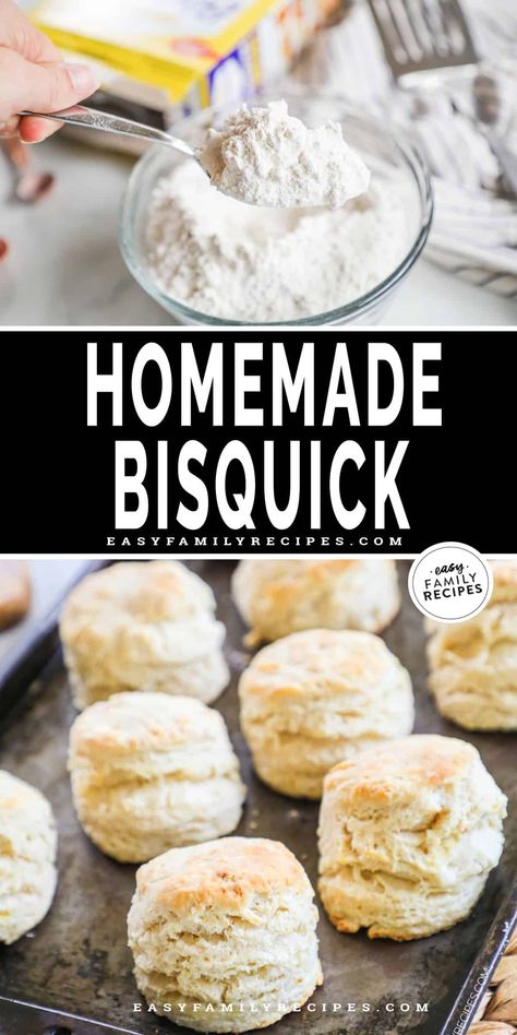 This Homemade Bisquick is so great to have in the pantry for whenever baking mix is needed! No mystery ingredients and no need to pay grocery store prices when you use just five simple pantry ingredients for homemade Bisquick mix. Use this homemade Bisquick mix recipe for everything from easy pancakes to buttery biscuits to dumplings and so much more! Bisquick Homemade Recipe, Dry Biscuit Mix Recipe, How To Make Bisquick Biscuits Better, Simple Homemade Biscuits Recipes, Bisquick Biscuits Easy, Home Made Bisquick, Bisquick Copycat, Keto Bisquick, Bisquick Biscuit Recipe