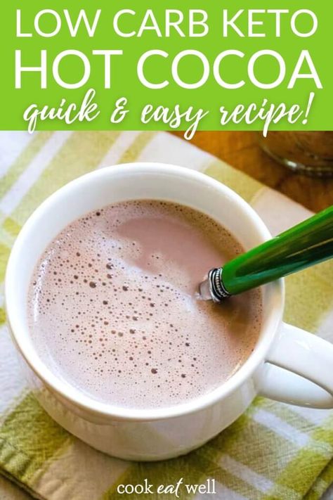 Low Carb Cocoa Recipes, Keto White Hot Chocolate, Keto Hot Chocolate Heavy Cream, Leto Hot Chocolate, Low Carb Hot Cocoa, Keto Cocoa Powder Recipes, Stevia Hot Chocolate Recipe, Low Cal Hot Drinks, Protein Hot Cocoa