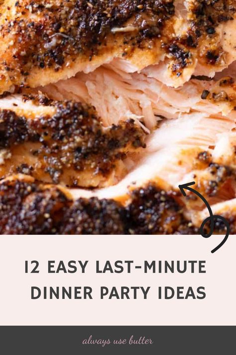 Hosting a last-minute dinner party and need some quick and easy recipe ideas? Look no further! Check out these delicious last-minute dinner party meals that will impress your guests without all the stress. From simple appetizers to flavorful main courses, these last minute dinner party recipes are sure to be a hit with everyone at the table. Say goodbye to the stress of entertaining and hello to enjoying quality time with your guests while serving up scrumptious dishes. Dinner Party Menus Ideas, Easy Party Menu For A Crowd, Dinner Ideas For Large Crowd, Easy Finger Food Dinner Ideas, Quick Dinner Party Recipes, Dinner Entertaining Recipes, Hostess Meal Ideas, Best Meals To Serve Guests, Low Key Dinner Party