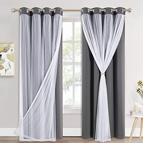 Window Coverings Blackout, Voile Panels, Window Sheers, Layered Curtains, White Sheer Curtains, Linen Drapes, Voile Curtains, Modern Window, Insulated Curtains