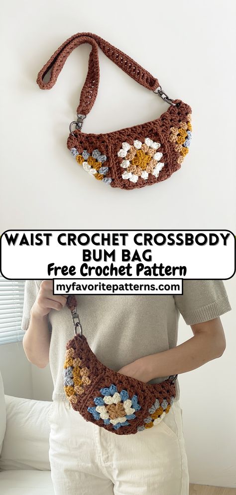 Waist Crochet Crossbody Bum Bag Crochet Belt, Free Crochet Bag, Amazing Crochet, Crochet Bag Pattern Free, Crochet Market Bag, Crochet Work, Crochet Business, Crochet Design Pattern, Crochet Purse Patterns