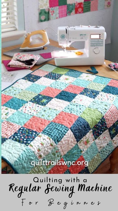 Beginner Quilt Patterns Free, Sewing Machine For Beginners, Beginner Quilt Tutorial, Machine Quilting Tutorial, Beginner Quilting Projects, Beginning Quilting, How To Quilt, Quilting 101, Sewing Machine Quilting