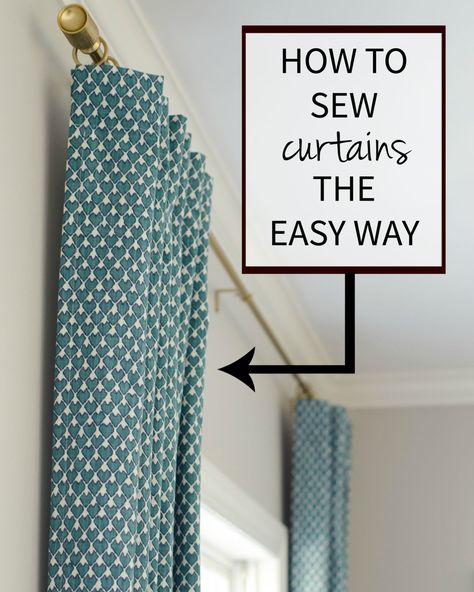 An easy-to-follow tutorial for how to sew curtains yourself. So simple and will save you TONS of money! Sewing Projects Curtains, Sew Curtains For Beginners Diy, How To Sew Window Curtains, Diy Sew Curtains, Curtain Sewing Tutorial, How Much Fabric For Curtains, Curtain Tutorial Sewing, Sewing Curtains Ideas, Sew Your Own Curtains