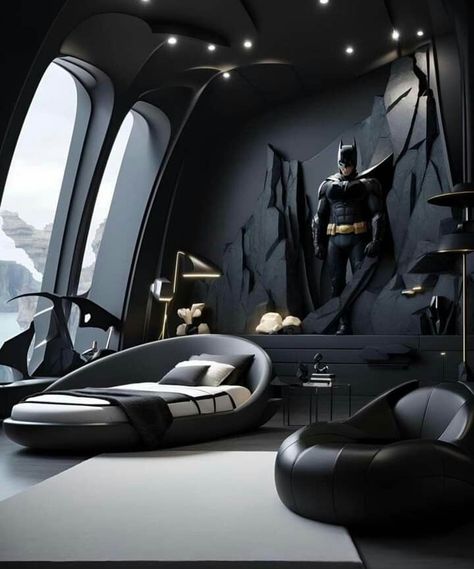 Fancy Bedroom Luxury, Original Beds, Batman Room Decor, Batman Bed, Weird Beds, Batman Bedroom, Batman Room, Architecture Photography Buildings, Luxury Kids Bedroom