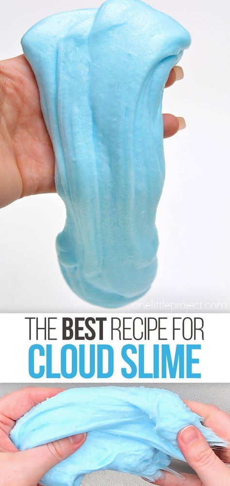 This cloud slime is SO SOFT and fun to play with! Add instant snow to create a DIY slime that's puffy, fluffy, and super stretchy - with a cloud-like texture! This easy slime recipe is so much fun for kids, tweens, and teens! Fluff Slime, Playdough Slime, Fun Diy Ideas, Cool Slime Recipes, Mermaid Slime, Art Recipes, How To Make Clouds, Making Fluffy Slime, Instant Snow