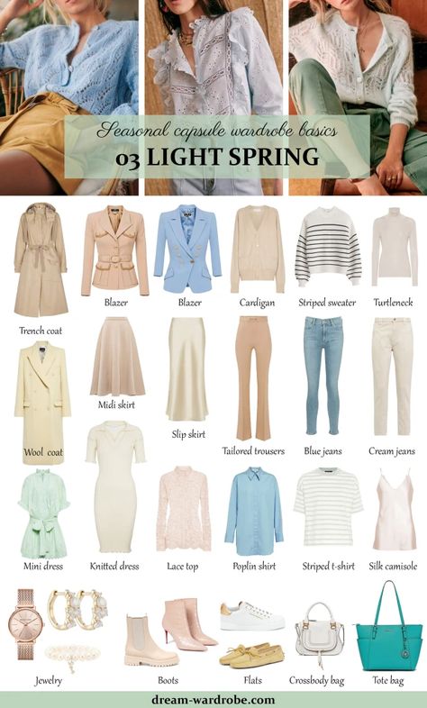 Spring Color Palette Outfits, Light Spring Color Palette Outfits, Light Spring Palette, Light Spring Color Palette, Light Spring Colors, Capsule Wardrobe Basics, Spring Blazer, Spring Palette, Spring Color Palette