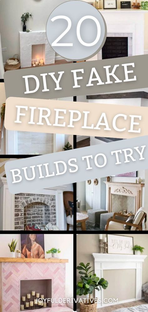 A fireplace is a key part of any home, but sometimes building a real one just isn't possible. No worries! These 20 easy faux fireplace ideas will show you how to build your own fake fireplace in no time. They're all totally doable, so pick your favorite and get started! Fake Fireplace Diy, Fake Fireplace Mantel, Vintage Fireplace Mantle, Faux Foyer, Diy Mantle, Diy Fireplace Mantle, Faux Fireplace Mantels, Diy Mantel, Fake Fireplace