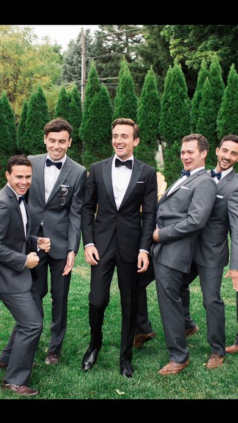 Groomsmen Attire Groom Different, Outdoor Wedding Tuxedo, Black Tuxedo Wedding Groomsmen Bridesmaid Dresses, Monochromatic Wedding Party, Groom And Groomsmen Suits Black, Groom Black Tuxedo, Groomsmen Attire Black, Black Tuxedo Wedding, Classic Black Tuxedo