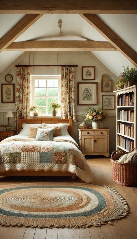 Country Aesthetic Bedroom Ideas, Cottage Core Master Bed, Cottage Bedroom Ideas Country, European Cottage Bedroom, Cottage Core Bedroom Inspirations, Farmhouse Aesthetic Bedroom, Cute Bedroom Decor Ideas, Cottage Style Homes Interior, Cozy Cottage Interiors