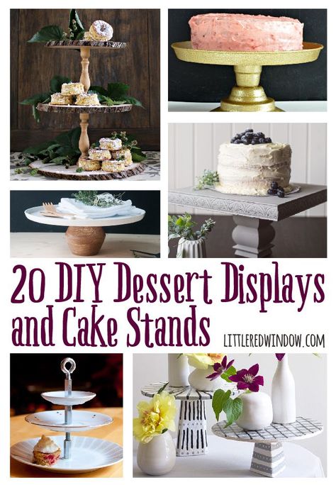 20 DIY Dessert Displays and Cake Stands! | littleredwindow.com Diy Food Display, Diy Dessert Stand, Diy Dessert Table, Diy Cupcake Stand, Cookie Display, Diy Dessert, Diy Cake Stand, Dessert Platter, Diy Cupcakes