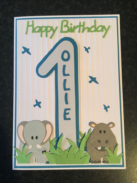 1st Birthday Card, Old Birthday Cards, First Birthday Cards, Homemade Birthday, Homemade Birthday Cards, Birthday Wishes Messages, 1st Birthday Cards, Birthday Cards For Boys, Handmade Card Making