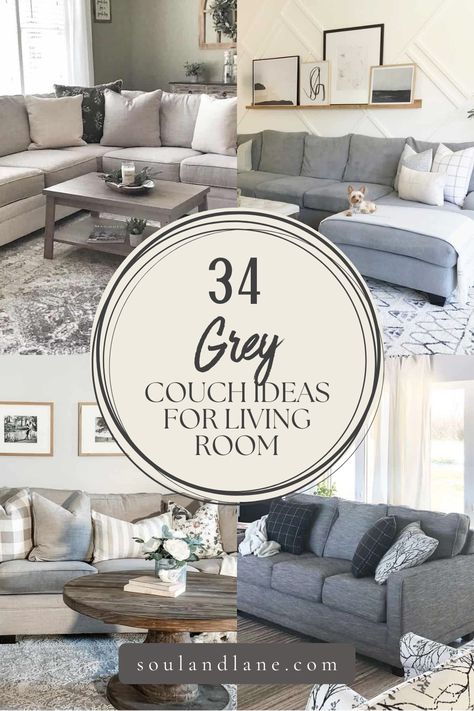 Transform your living space with these grey couch living room ideas that exude timeless style. From subtle neutrals to bold contrasts, explore the versatility of grey as it complements any space effortlessly creating a cozy and stylish haven for relaxation. Grey Sofa In Beige Living Room, Light Grey Sectional Couch, Small Gray Living Room Cozy, Great Sofa Living Room, How To Decorate With A Grey Couch, Gray Sectional Styling, Living Rooms With Gray Sectionals, Grey Sofa With Beige Pillows, Decorating With A Gray Couch