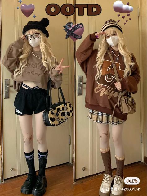 Kawaii Outfit Ideas, Clueless Outfits, Kawaii Fashion Outfits, Autumn Outfits, Alternative Outfits, Kpop Fashion Outfits, Really Cute Outfits, Fall Fashion Outfits, Kawaii Clothes