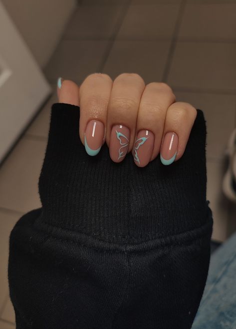 Butterfly Nail Designs, Cute Simple Nails, Subtle Nails, Simple Gel Nails, Casual Nails, Work Nails, Blush Nails, Blue French, Soft Nails