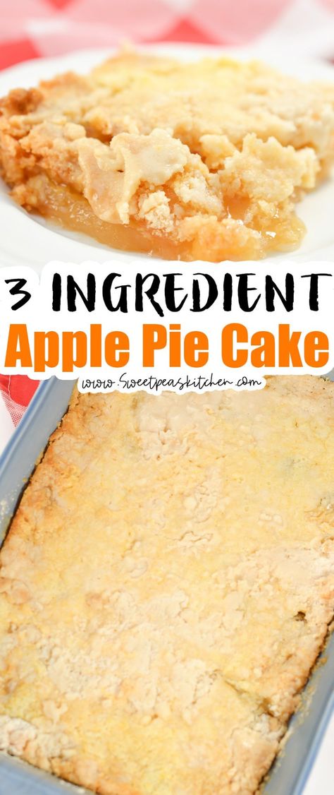 Apple Dump Cake With Pie Filling, Apple Pie Filling Desserts, Apple Cobbler Easy, Recipe Using Apples, 3 Ingredient Cakes, Apple Pie Cake, Apple Pie Filling Recipes, Apple Pie Recipe Easy, Easy Apple Cake