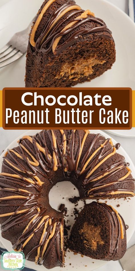 Chocolate Peanut Butter Cake Chocolate Peanut Butter Bundt Cake, Peanut Butter Bundt Cake, Moist Bundt Cake, Butter Bundt Cake, Peanut Butter Glaze, Bunt Cake Recipe, Easy Bundt Cake Recipes, Easy Bundt Cake, Butter Glaze