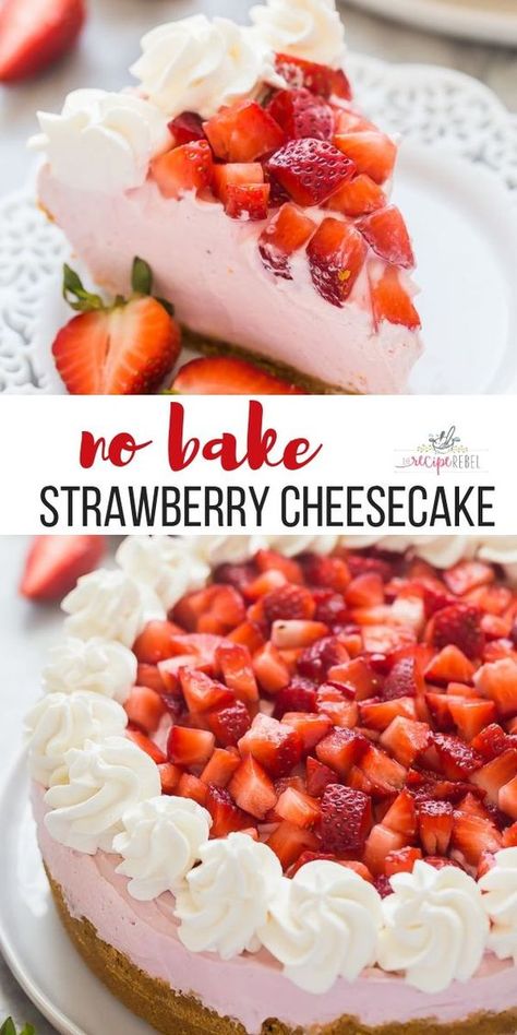 Strawberries Cheesecake, Easy Cheesecake Recipe, No Bake Strawberry Cheesecake, Dessert Thermomix, Strawberry Cheesecake Recipe, Cheesecake Recipes Classic, Baked Cheesecake Recipe, Best Cheesecake, Easy Cheesecake Recipes