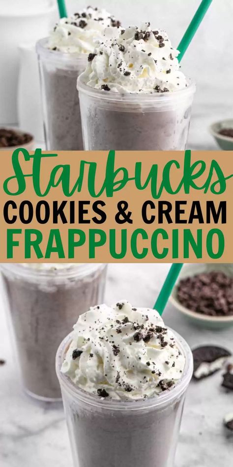 Frozen Frappuccino Recipe, Starbucks Cookies And Cream Frappuccino, Starbucks Cookies And Cream, Cookies And Cream Frappuccino, Frappachino Recipe, Starbucks Christmas Drinks, Oreo Frappuccino, Starbucks Frappuccino Recipe, Cookies And Ice Cream