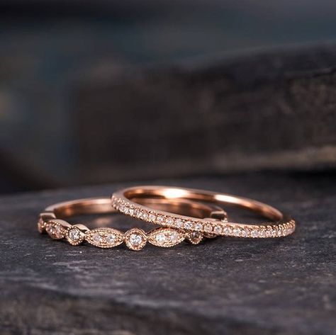 Milgrain Wedding Band Women Rose Gold ... Wedding Bands For Women Rose Gold, Rose Gold Art, Rose Gold Wedding Band, Wedding Band Women, Art Deco Wedding Band, Half Eternity Wedding Band, Rose Gold Wedding Bands, Gold Art Deco, Rose Gold Band