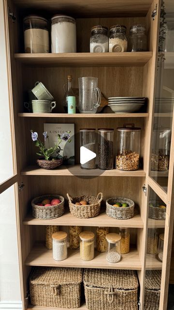 Chloe Rose Moutter on Instagram: "Organisation is like therapy so added a small pantry cupboard to this kitchen nook that’s been sat looking empty. Added the IKEA Billy/Oxberg bookcase as a makeshift larder until the full renovation for the kitchen/utility begins …   #ikeahack #ikeabilly #kitchenorganization #kitchenpantry" Small Kitchen Larder, Ikea Billy Oxberg Kitchen, Billy Oxberg Kitchen, Billy Bookcase Kitchen, Ikea Billy Kitchen, Ikea Billy Pantry, Billy Pantry, Billy Bookcase Pantry, Small Kitchen Pantry Ideas