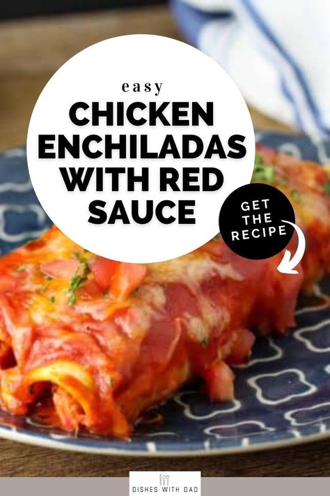 These quick and easy chicken enchiladas use canned red enchilada sauce and make a great meal for busy weeknights that the whole family will love. In this post, I'll provide simple step-by-step instructions and tips to help you make them perfectly every time! How To Make Chicken Enchiladas, Chicken Enchiladas With Red Sauce Easy, Chicken With Red Sauce, Chicken Enchiladas With Red Sauce, Enchiladas With Red Sauce, Red Chicken Enchiladas, Easy Chicken Enchiladas, Family Breakfast Recipes, Cheesy Chicken Enchiladas