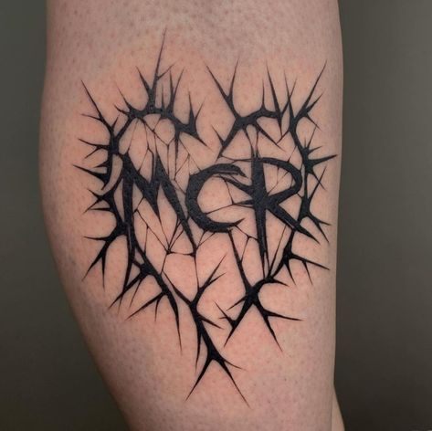 My chemical romance tattoos Emo Tattoos For Guys, Black Parade Tattoo, Metal Music Tattoo, Mcr Tattoo Ideas, My Chemical Romance Tattoo, Pierce The Veil Tattoos, Mcr Tattoo, Heavy Metal Tattoo, Tricep Tattoo