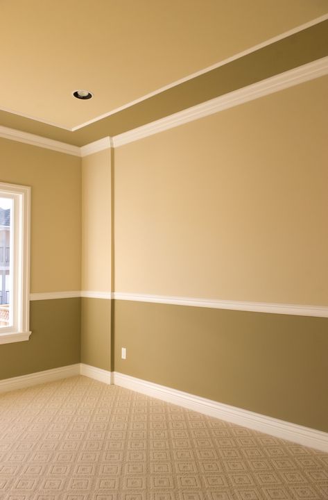 Khaki Painted Walls, Khaki Room Ideas, Wall Painting Stripes, Home Color Schemes, Room Paint Designs, Room Color Combination, Wall Color Combination, Pelan Rumah, Bedroom Color Combination