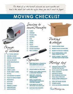 Moving Day Checklist, Moving List, Moving Organisation, Day Checklist, Moving House Tips, Moving Hacks Packing, Moving Help, House Checklist, Inmobiliaria Ideas