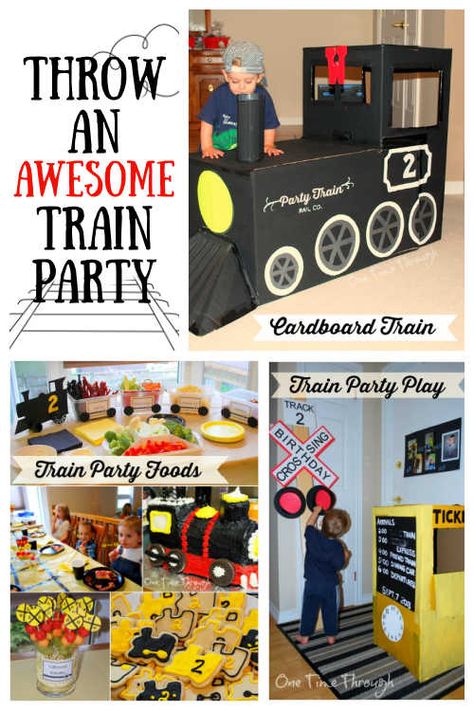 Trains Birthday Party Decorations, 4th Train Birthday Party, 3rd Birthday Party Train Theme, Trains 3rd Birthday, Thomas The Train Birthday Party Activities, Train Theme Birthday Party Activities, 2nd Bday Train Theme, Steam Train Party, Train Theme Bday Party