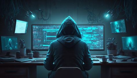 Photo a hacker in a hoodie is sitting on... | Premium Photo #Freepik #photo #stalker #anonymous-hacker #hacker #anonymous Haker Picture 4k, Hacker Wallpaper Desktop, Hacker Wallpaper For Pc, Hacker Wallpaper Full Hd, Hacking Wallpaper For Pc, Hacker Dp, Hacker Image, Hacker Background, Hacker Photo