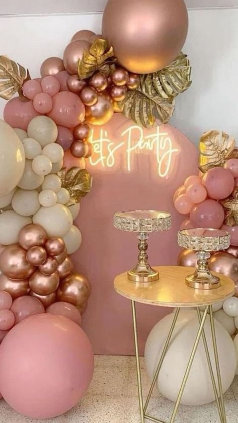 Birthday Wishes For Sister, Balloon Chain, Rose Gold Balloons, Birthday Party Theme Decorations, Balloon Kit, Gold Birthday Party, Elegant Birthday, Arch Kit, Gold Balloons