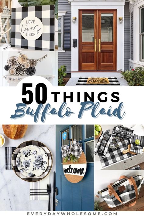 50 Ideas on How to How to decorate with Buffalo check plaid black & White gingham for everyday and also including some Christmas tree decor for your holiday home decorating. A few ideas have red black and white also. Table settings, bags, shoes, rugs, welcome mats, front porch deor, welcome door hangers signs and wreaths, placemats, place mats, signs wall art, pillows, curtains, ribbon, table runners and more. #buffalocheck #buffaloplaid #blackandwhite #homedecor Buffalo Plaid Table Decor, Plaid Living Room, Buffalo Plaid Christmas Decor, White Things, Buffalo Plaid Decor, Buffalo Plaid Christmas Tree, Wal Art, Plaid Christmas Decor, Buffalo Plaid Ribbon