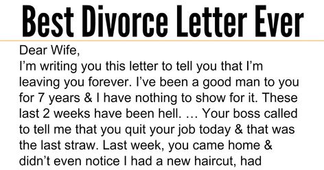 Divorce Letter, Cheating Husband Quotes, Letter To My Ex, Dear Wife, Husband Quotes Funny, 5am Club, Love My Husband Quotes, Say Something Nice, Cheating Husband